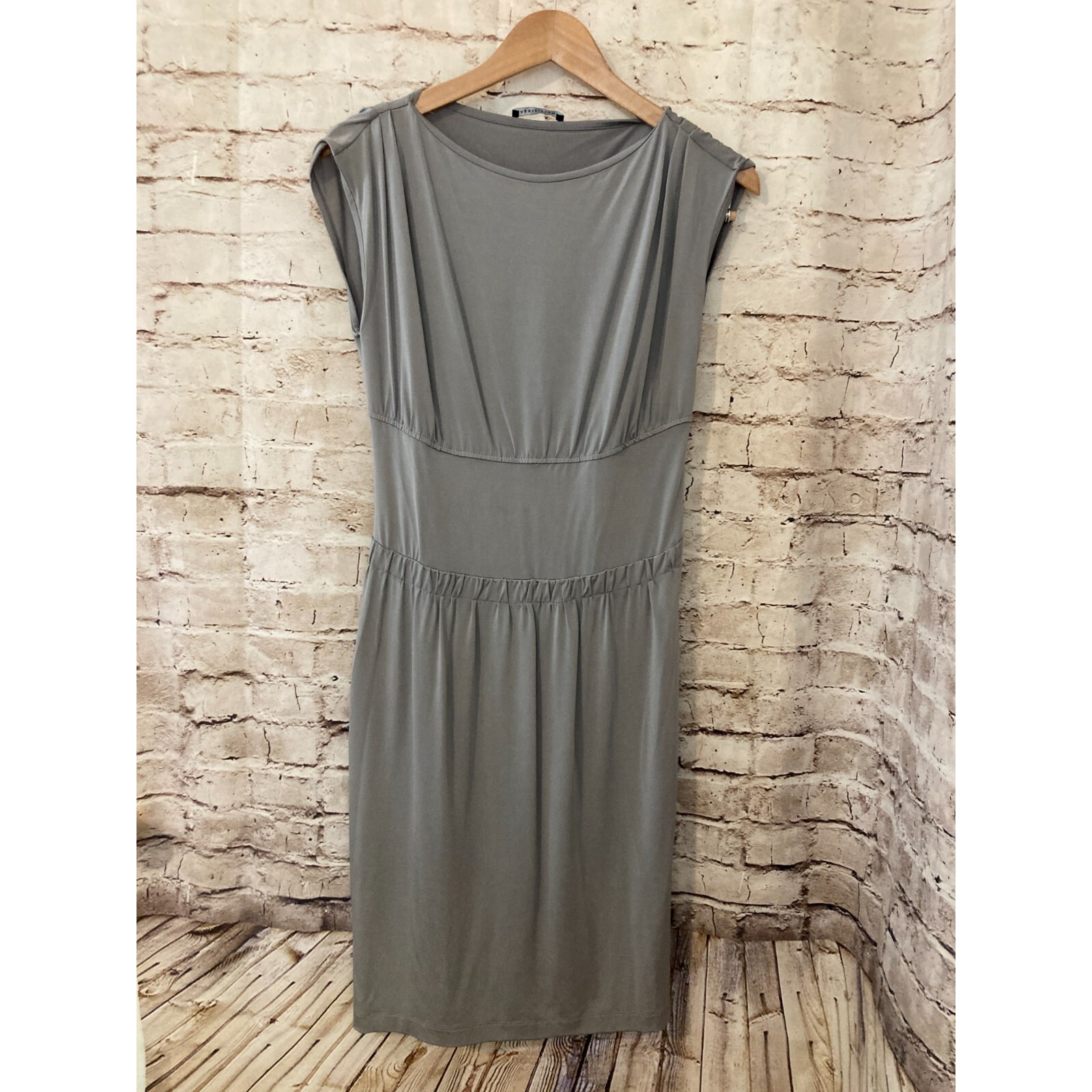 Fabriziolenzi Dress Women Small Gray A Line Acetate Italian 42 Boat Neck Stretch